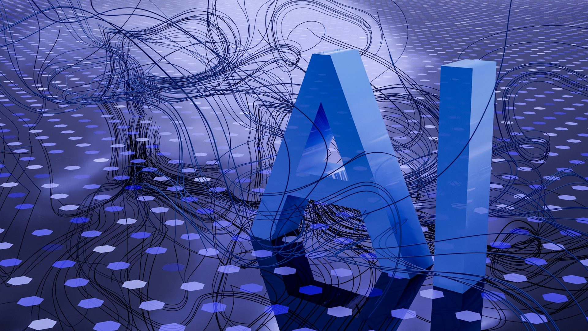 Abstract AI and machine learning visualization representing enterprise artificial intelligence solutions by S2FTech