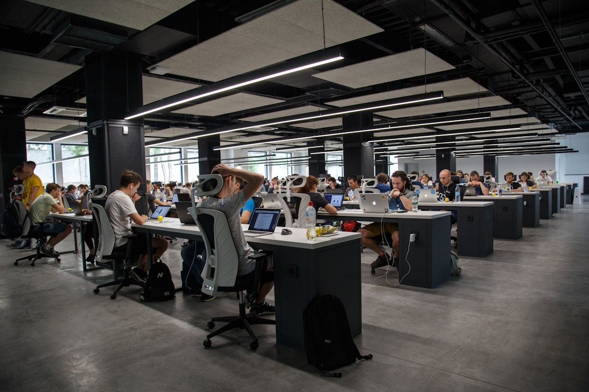 Agile software development team working on cloud-native product engineering